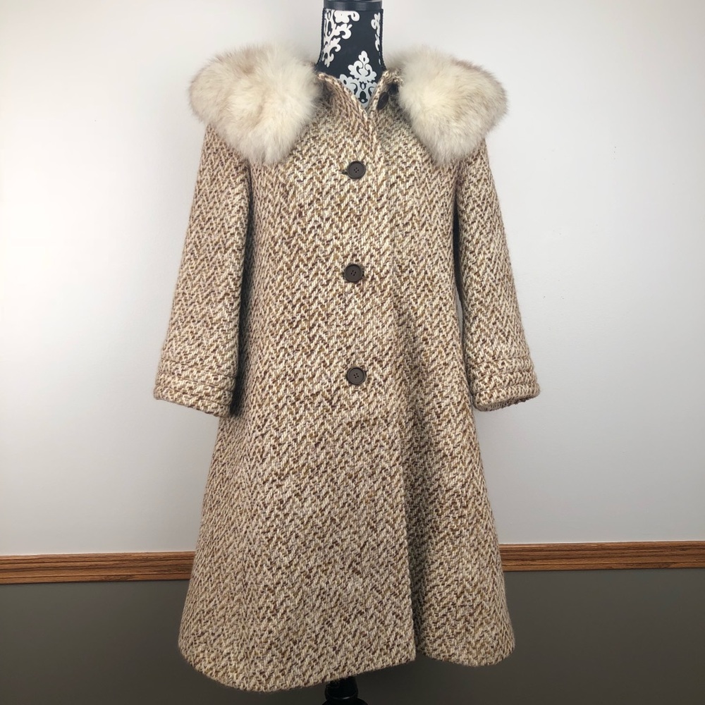 RARE- Vintage Fur Collar Wool Coat
